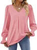 ASKSA Damen Bluse V-Ausschnitt Chiffon Plissee Produktbild-Vorschau 3