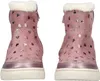 A pair of pink children's boots with silver heart patterns. Produktbild-Vorschau