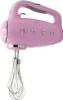 A pink Smeg hand mixer with beaters attached, shown against a white background. Anteprima dell’immagine prodotto