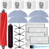 A collection of cleaning accessories for a robot vacuum cleaner, including brushes, filters, and dust bags, arranged on a white background. Produktbild-Vorschau