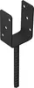 A black metal post anchor with a U-shaped bracket and a ribbed post. Produktbild-Vorschau