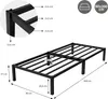 A diagram showing the dimensions of a black metal bed frame. Produktbild-Vorschau