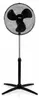 A black standing fan on a white background. Voir les images du produit