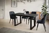 A dining room with a black rectangular table and four dark gray chairs. Náhled obrázku produktu