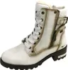 A white women's boot with a side zipper and laces. Voir les images du produit