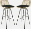 Two bar stools with rattan backs and black seats on a white background. Anteprima dell’immagine prodotto