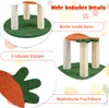 A collage of images showcasing a cat scratching post with different features highlighted. Podgląd zdjęcia produktu