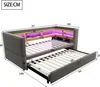 A diagram of a pull-out bed with dimensions and LED lighting. Náhled obrázku produktu