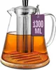 Teekanne Glas mit Edelstahl Siebeinsatz 1,3 L - Mit Produktbild-Vorschau 1