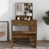 vidaXL Schminktisch mit Spiegel Räuchereiche 86,5x35x136 cm Produktbild-Vorschau 2