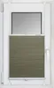 A close-up of a window with a green pleated blind. Produktbild-Vorschau