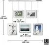 A display of a multi-photo frame hanging system with dimensions indicated. Podgląd zdjęcia produktu