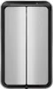 A product shot of a stainless steel trash can with two compartments. Produktbild-Vorschau