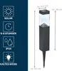 Product information and dimensions for a solar garden light. Produktbild-Vorschau
