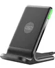 A black wireless charger stand with a green indicator light. Produktbild-Vorschau