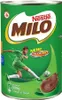 A can of Nestle Milo chocolate malt drink with a soccer player kicking a ball. Podgląd zdjęcia produktu