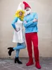 A couple dressed as Smurfs posing for a photo. Produktbild-Vorschau