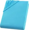 A folded turquoise fitted sheet. Produktbild-Vorschau