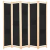 A five-panel room divider with black fabric panels and a light wood frame, shown against a white background. Náhled obrázku produktu