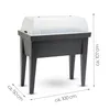 A raised garden bed with a clear lid, shown on a white background with dimensions indicated. Produktbild-Vorschau