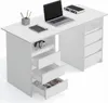 A white desk with a laptop, headphones, and pens on it. Produktbild-Vorschau