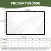 A size chart for a transparent tarp, showing different sizes and dimensions. Produktbild-Vorschau