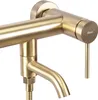 A close-up shot of a gold-colored bathroom faucet. Anteprima dell’immagine prodotto