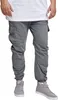 A person wearing gray cargo jogging pants and gray high-top sneakers, shown from the waist down against a white background. Produktbild-Vorschau