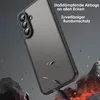 A phone case is shown falling towards rocks and fire, illustrating its protective qualities. Produktbild-Vorschau