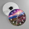 Wanduhr - Rund - Glasuhr - Wiese Berg Himmel Landschaft - Produktbild-Vorschau 2