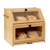 Bambus Brotkasten mit Schneidebrett,Großer Brotbox,2 Etagen Produktbild-Vorschau 6
