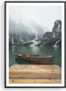 Gerahmtes Poster - Schwarzer Rahmen - Berge See Boot - Produktbild-Vorschau 1