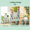 A collage of three images showcasing a plant stand with plants, highlighting its design and functionality. Produktbild-Vorschau