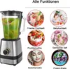 A blender with various circular images showing different uses and results. Produktbild-Vorschau