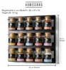 A black spice rack with 15 spice jars, displaying dimensions and weight capacity. Produktbild-Vorschau