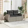 vidaXL Gartensofa 2-Sitzer mit Kissen Grau Poly Rattan Produktbild-Vorschau 2