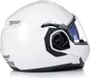 A white motorcycle helmet shown from the side. Voir les images du produit