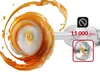 A blender is shown blending orange liquid, creating a swirling vortex. Text indicating 15,000 RPM and an icon representing speed are also visible. Anteprima dell’immagine prodotto