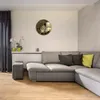 Metalluhr mit goldener Spiegelreflexion für Wohnzimmer, Produktbild-Vorschau 3