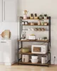 A kitchen scene featuring a microwave rack filled with kitchen appliances and cookware. Náhled obrázku produktu