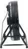 Side view of a black industrial fan on a stand. Voir les images du produit