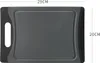 A top-down view of a gray and black cutting board with dimensions indicated. Produktbild-Vorschau