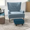 HOMCOM Pouf Fußstütze niedriger Hocker aus Leinenstoff, Produktbild-Vorschau 2