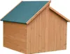 A wooden dog house with a green roof, shown from a side angle against a white background. Voir les images du produit