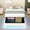 A bedroom scene featuring a bed with storage underneath and ambient lighting. Náhľad obrázku produktu