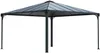 A standalone gazebo with a dark gray metal frame and a transparent, segmented roof. Náhled obrázku produktu