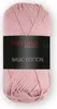 A ball of pink yarn with a black label. Produktbild-Vorschau