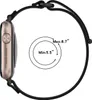 A side view of a smartwatch with a black strap, next to a circular diagram indicating minimum and maximum wrist sizes. Náhled obrázku produktu