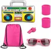 A collection of retro-themed accessories laid out on a white background. Voir les images du produit