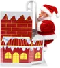 A close-up of a Santa Claus figurine climbing a chimney as part of a Christmas decoration. Voir les images du produit